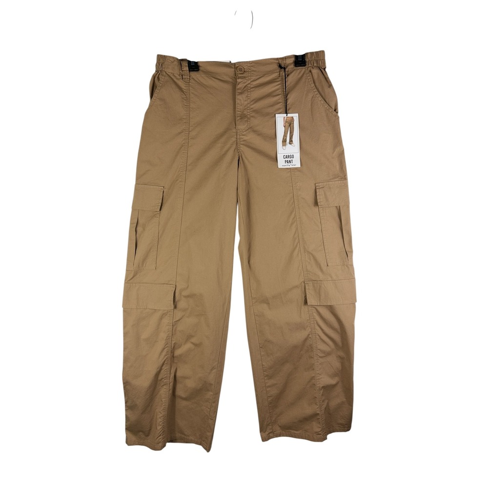 Vanilla Star Womens Khaki Brown Cargo Pants Size 13 W31 Wide Leg New NWT